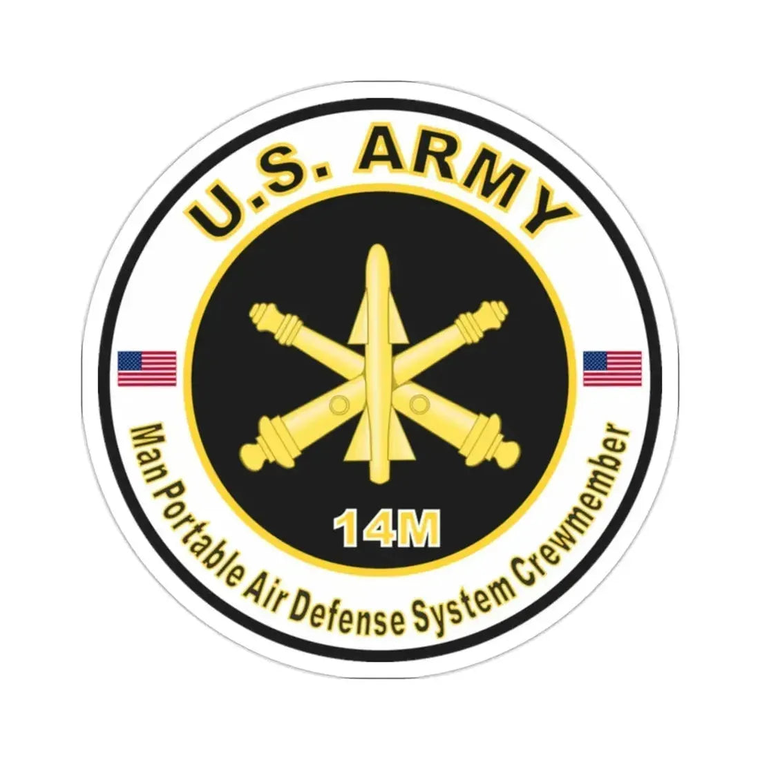 MOS 14M Man Portable Air Defense System Crewmember (U.S. Army) STICKER Vinyl Die-Cut Decal 2 Inch - The Sticker Space