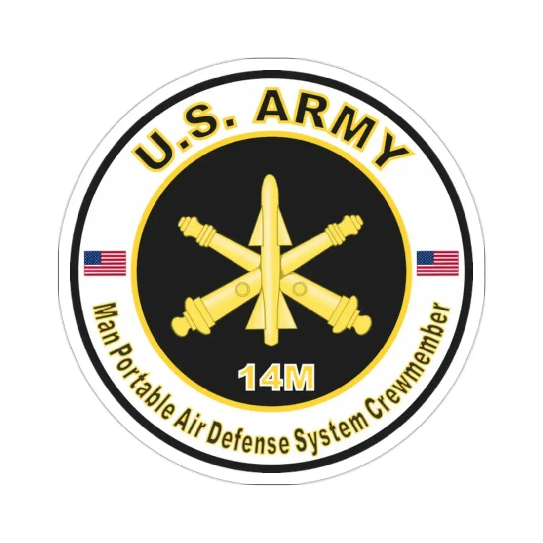 MOS 14M Man Portable Air Defense System Crewmember (U.S. Army) STICKER Vinyl Die-Cut Decal 2 Inch - The Sticker Space