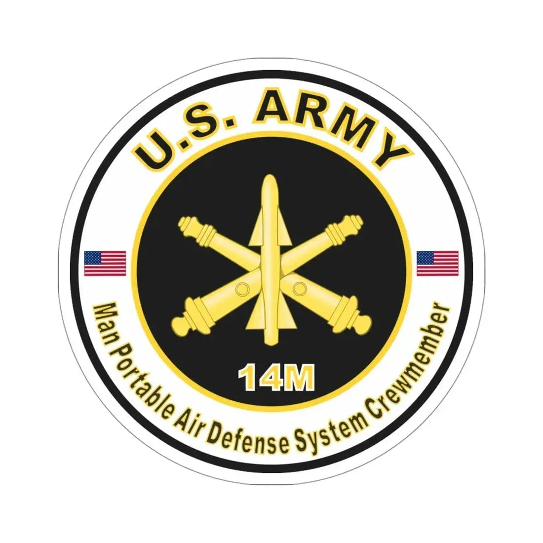 MOS 14M Man Portable Air Defense System Crewmember (U.S. Army) STICKER Vinyl Die-Cut Decal 4 Inch - The Sticker Space