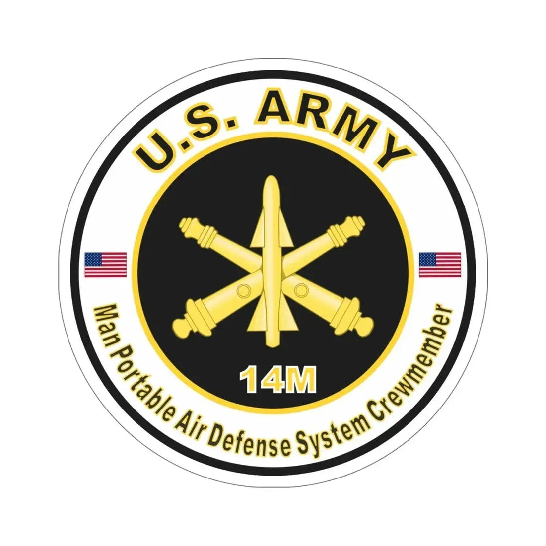 MOS 14M Man Portable Air Defense System Crewmember (U.S. Army) STICKER Vinyl Die-Cut Decal 6 Inch - The Sticker Space