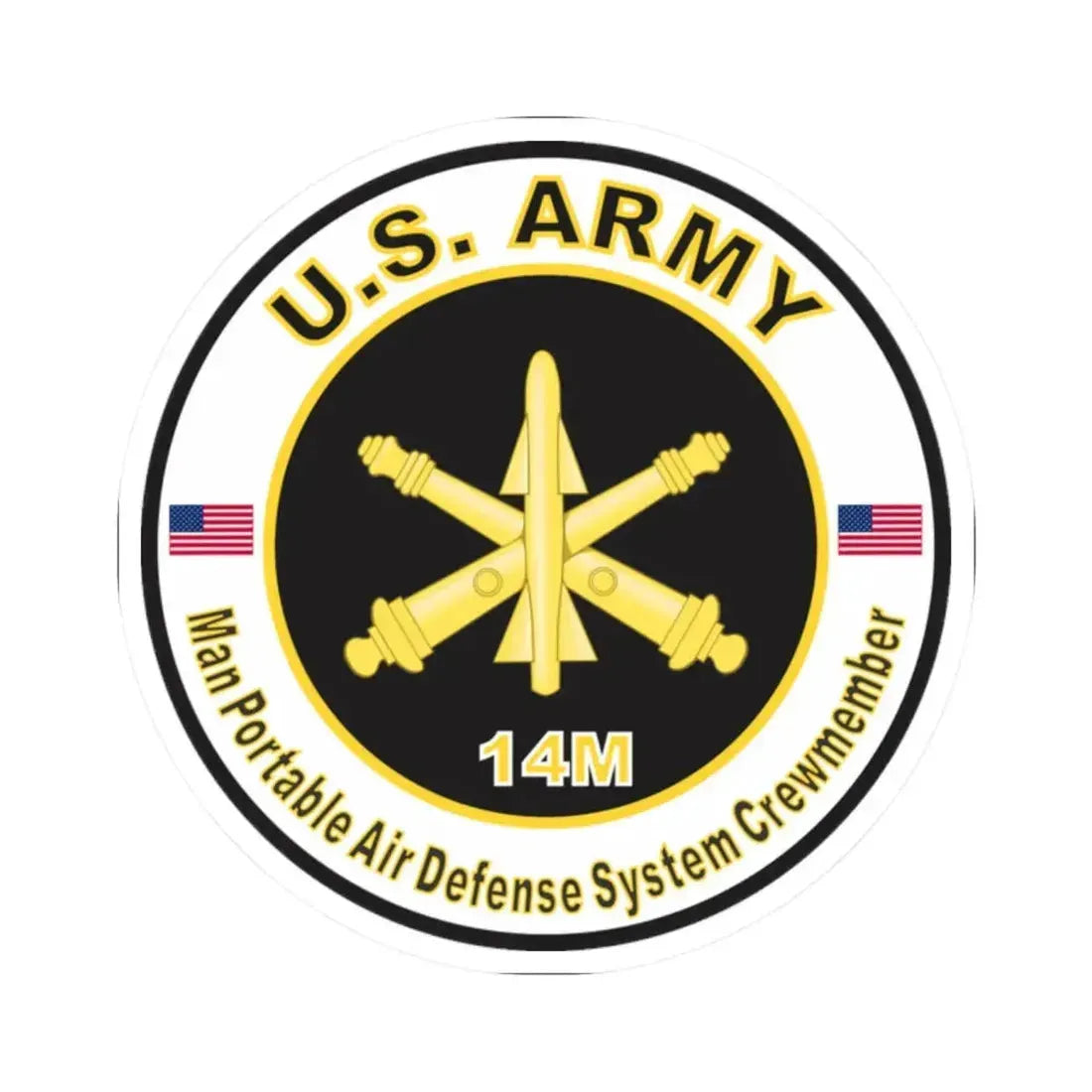 MOS 14M Man Portable Air Defense System Crewmember (U.S. Army) STICKER Vinyl Kiss-Cut Decal 2 Inch White - The Sticker Space