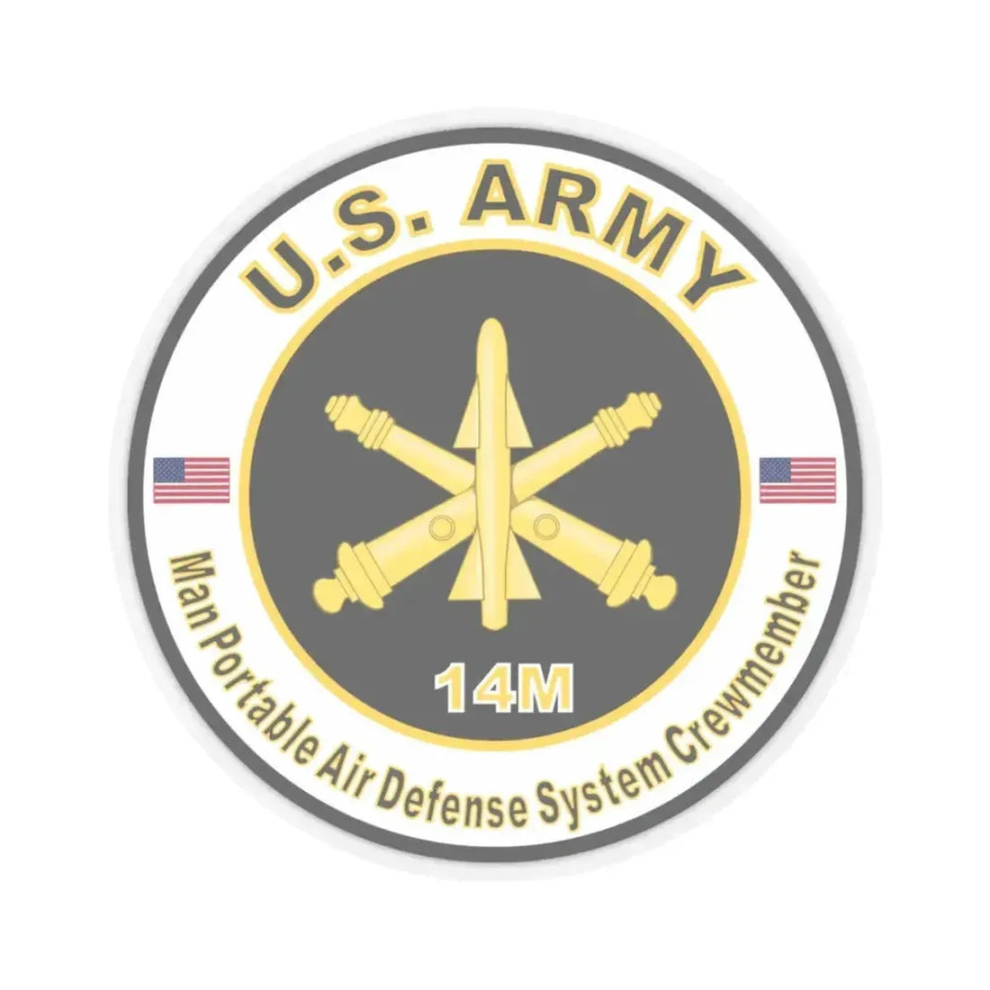 MOS 14M Man Portable Air Defense System Crewmember (U.S. Army) STICKER Vinyl Kiss-Cut Decal 3 Inch Transparent - The Sticker Space