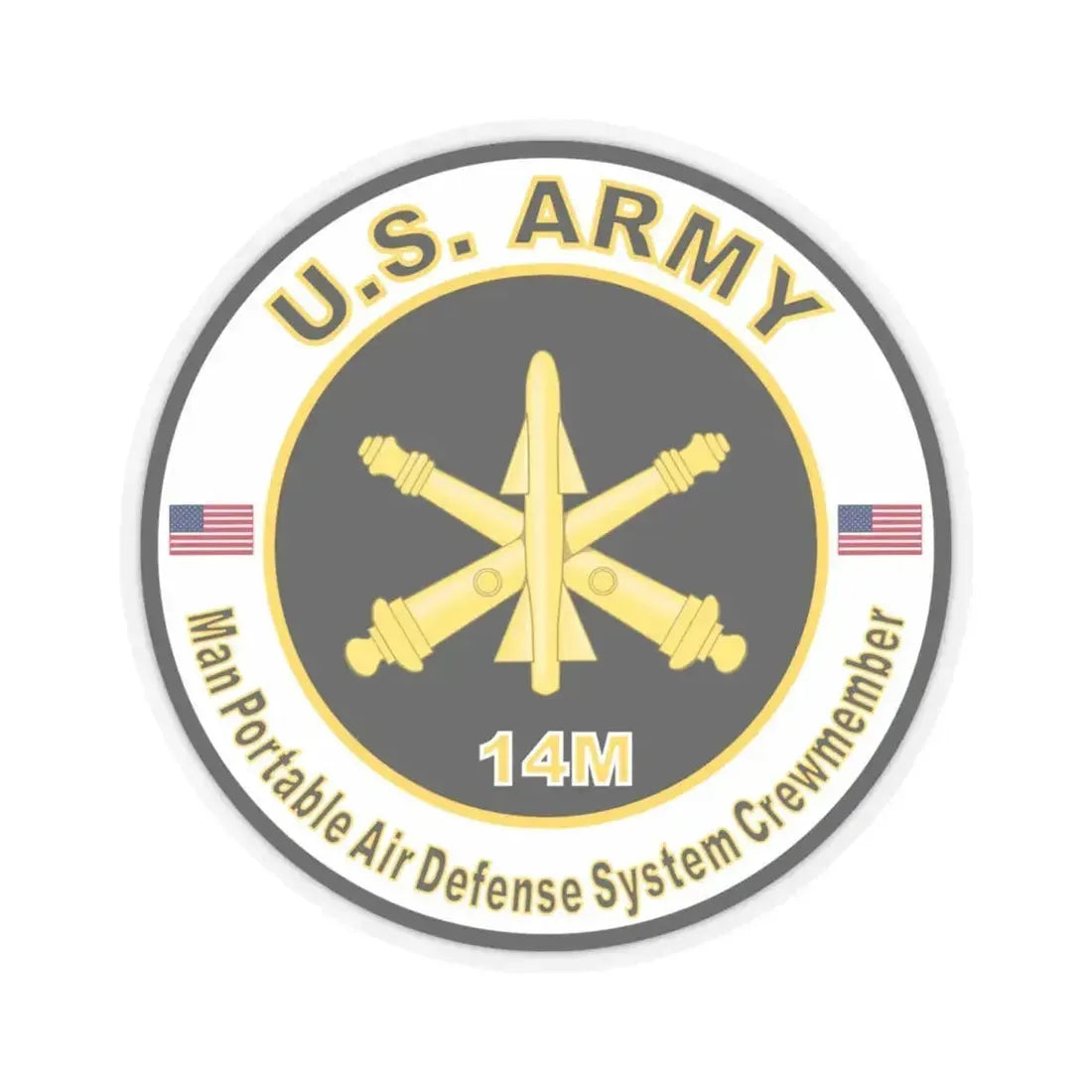 MOS 14M Man Portable Air Defense System Crewmember (U.S. Army) STICKER Vinyl Kiss-Cut Decal 4 Inch Transparent - The Sticker Space