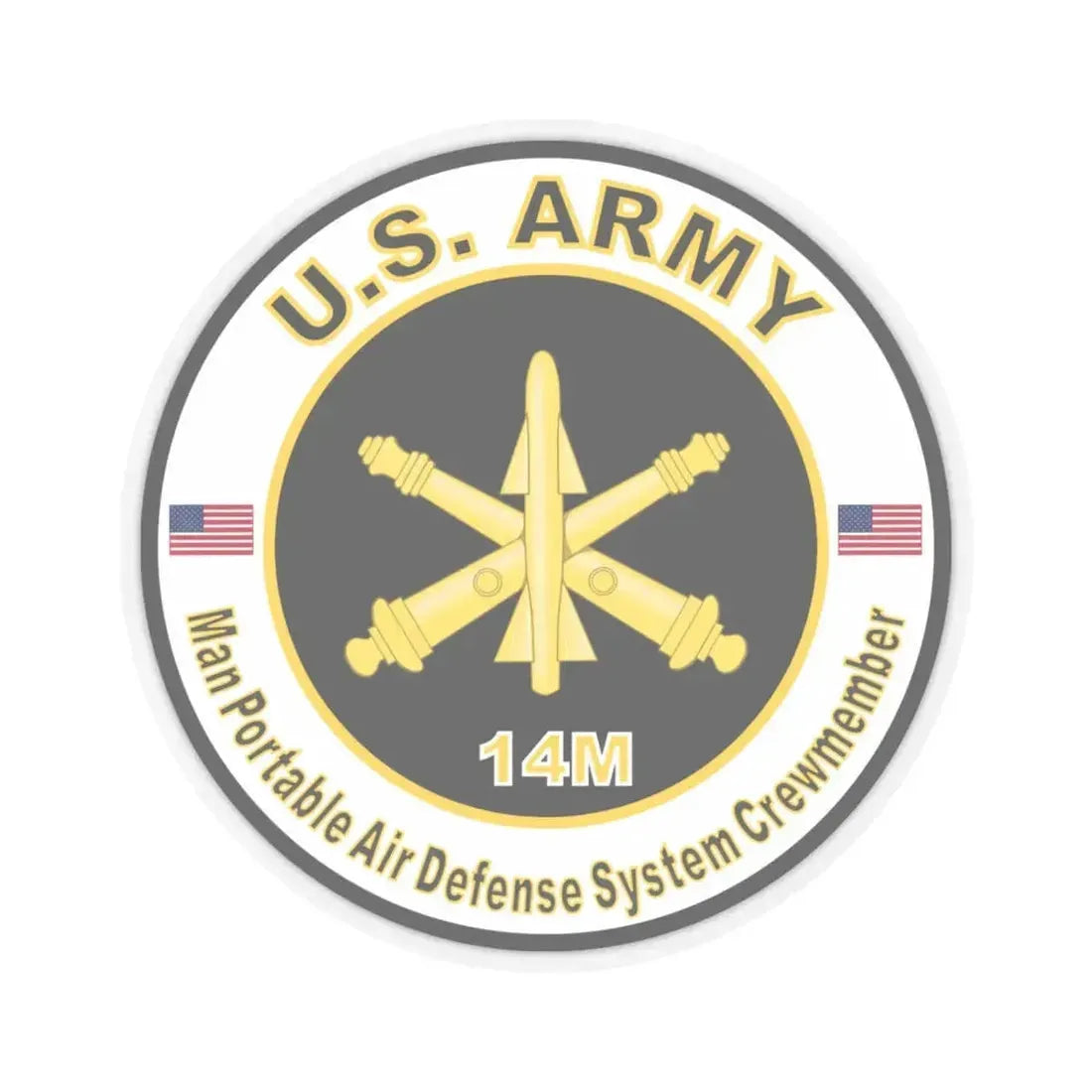 MOS 14M Man Portable Air Defense System Crewmember (U.S. Army) STICKER Vinyl Kiss-Cut Decal 6 Inch Transparent - The Sticker Space