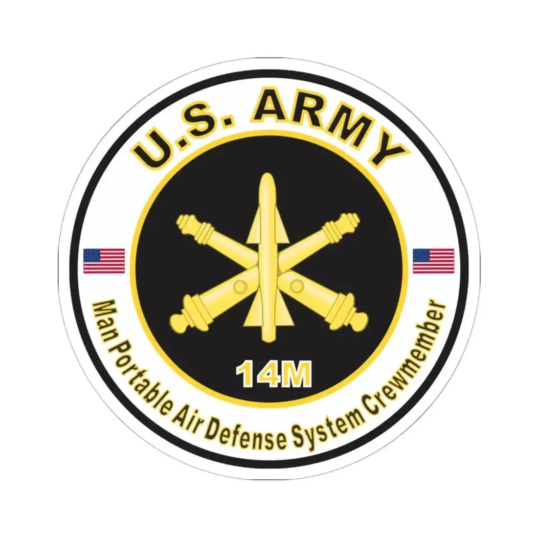 MOS 14M Man Portable Air Defense System Crewmember (U.S. Army) STICKER Vinyl Kiss-Cut Decal 6 Inch White - The Sticker Space