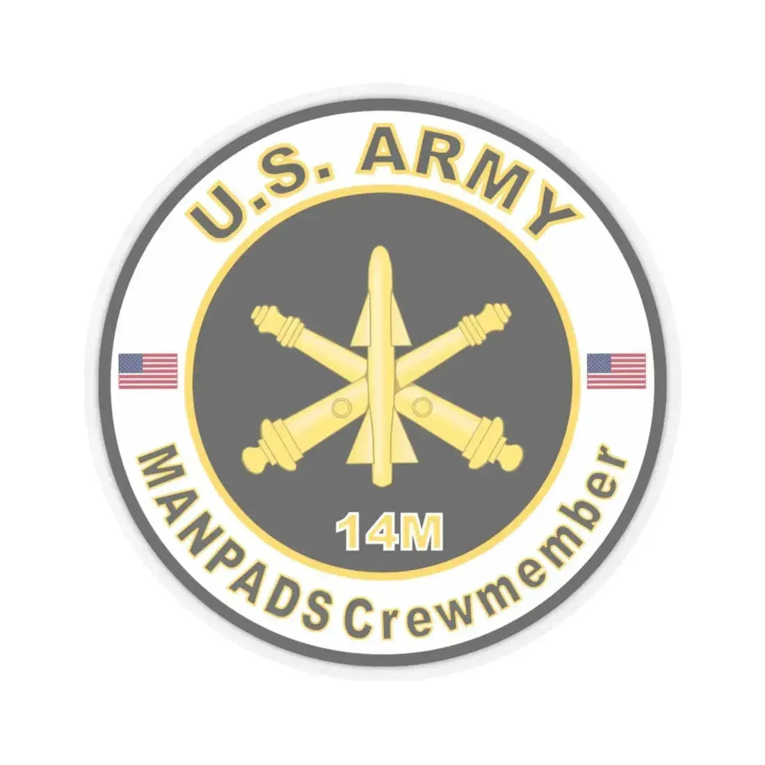 MOS 14M ManPADS Crewmember (U.S. Army) STICKER Vinyl Kiss-Cut Decal 4 Inch Transparent - The Sticker Space
