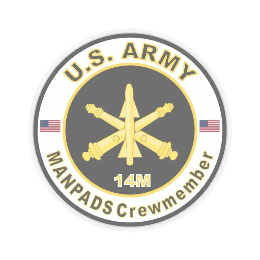 MOS 14M ManPADS Crewmember (U.S. Army) STICKER Vinyl Kiss-Cut Decal 6 Inch Transparent - The Sticker Space