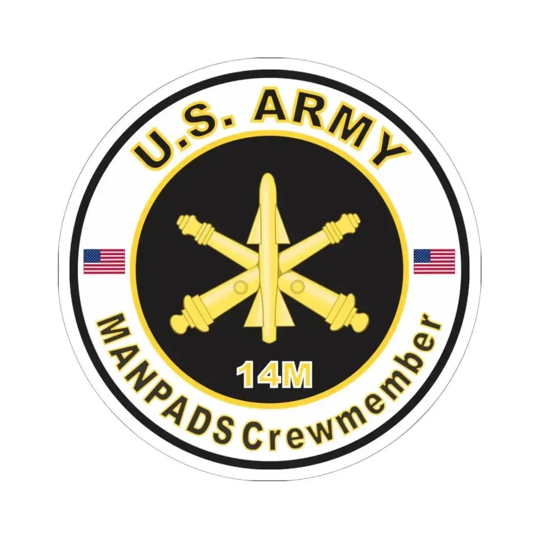 MOS 14M ManPADS Crewmember (U.S. Army) STICKER Vinyl Kiss-Cut Decal 6 Inch White - The Sticker Space