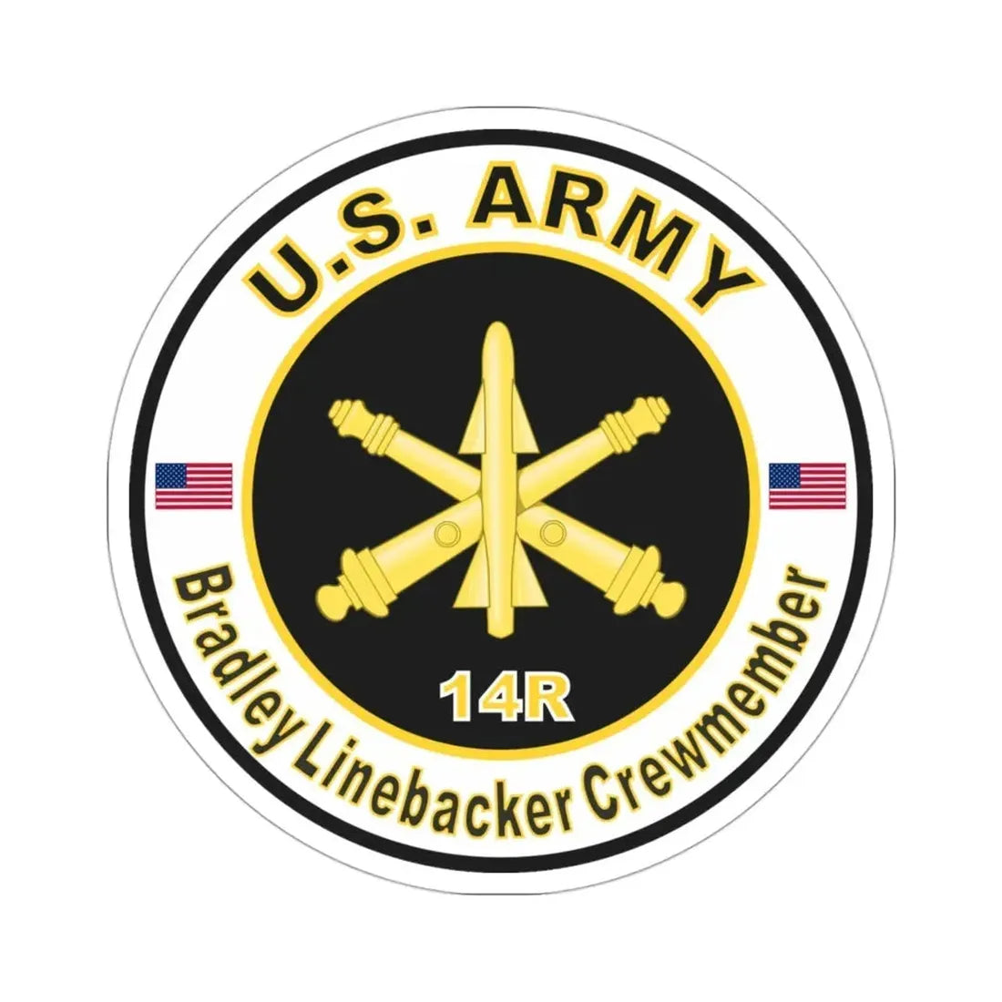MOS 14R Bradley Linebacker Crewmember (U.S. Army) STICKER Vinyl Die-Cut Decal 3 Inch - The Sticker Space
