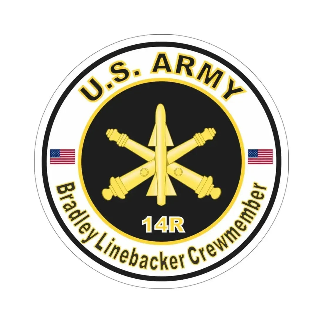 MOS 14R Bradley Linebacker Crewmember (U.S. Army) STICKER Vinyl Die-Cut Decal 4 Inch - The Sticker Space
