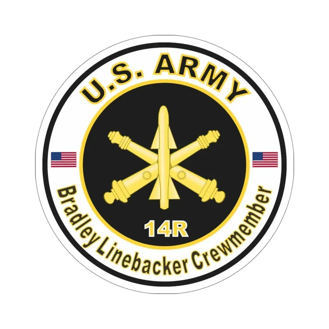 MOS 14R Bradley Linebacker Crewmember (U.S. Army) STICKER Vinyl Die-Cut Decal 4 Inch - The Sticker Space