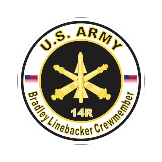 MOS 14R Bradley Linebacker Crewmember (U.S. Army) STICKER Vinyl Kiss-Cut Decal 2 Inch White - The Sticker Space