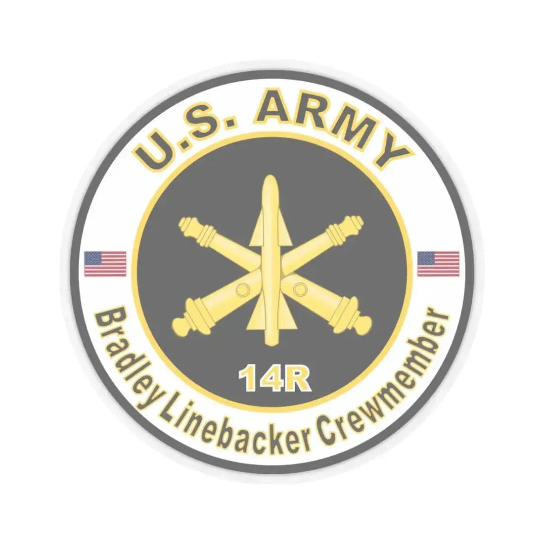 MOS 14R Bradley Linebacker Crewmember (U.S. Army) STICKER Vinyl Kiss-Cut Decal 4 Inch Transparent - The Sticker Space