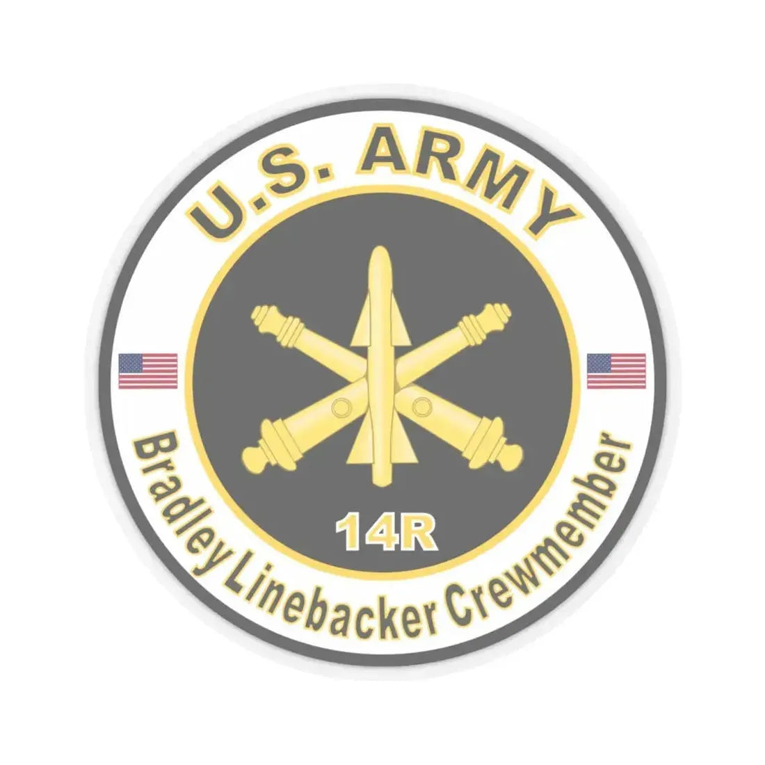 MOS 14R Bradley Linebacker Crewmember (U.S. Army) STICKER Vinyl Kiss-Cut Decal 6 Inch Transparent - The Sticker Space