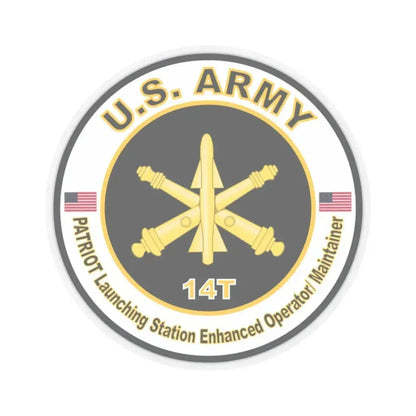 MOS 14T PATRIOT Launching Station Enhanced Operator Maintainer (U.S. Army) STICKER Vinyl Kiss-Cut Decal 2 Inch Transparent - The Sticker Space