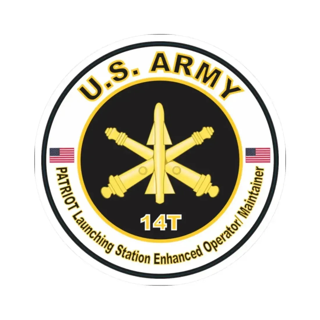 MOS 14T PATRIOT Launching Station Enhanced Operator Maintainer (U.S. Army) STICKER Vinyl Kiss-Cut Decal 2 Inch White - The Sticker Space