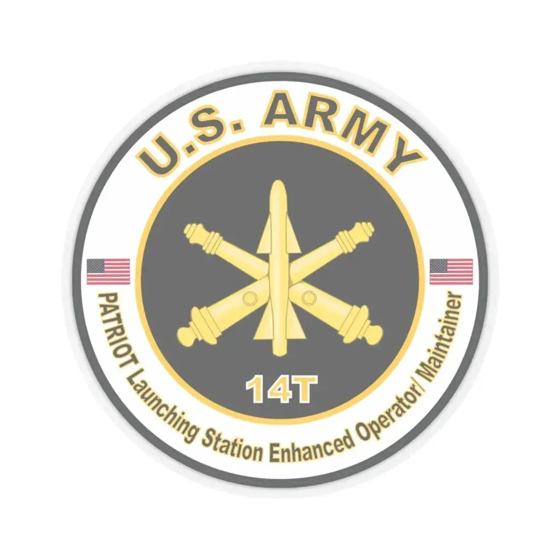 MOS 14T PATRIOT Launching Station Enhanced Operator Maintainer (U.S. Army) STICKER Vinyl Kiss-Cut Decal 6 Inch Transparent - The Sticker Space