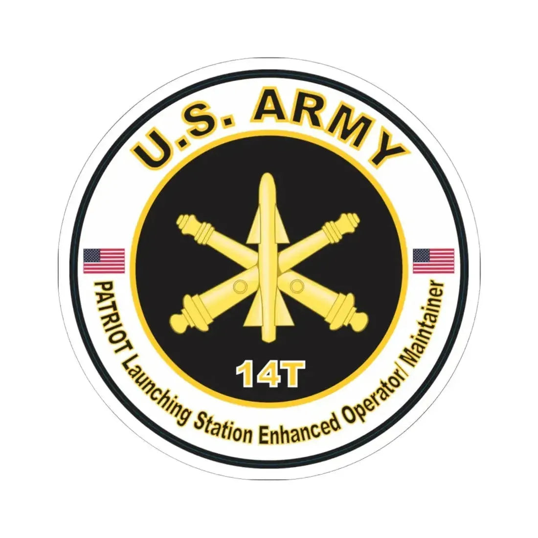 MOS 14T PATRIOT Launching Station Enhanced Operator Maintainer (U.S. Army) STICKER Vinyl Kiss-Cut Decal 6 Inch White - The Sticker Space