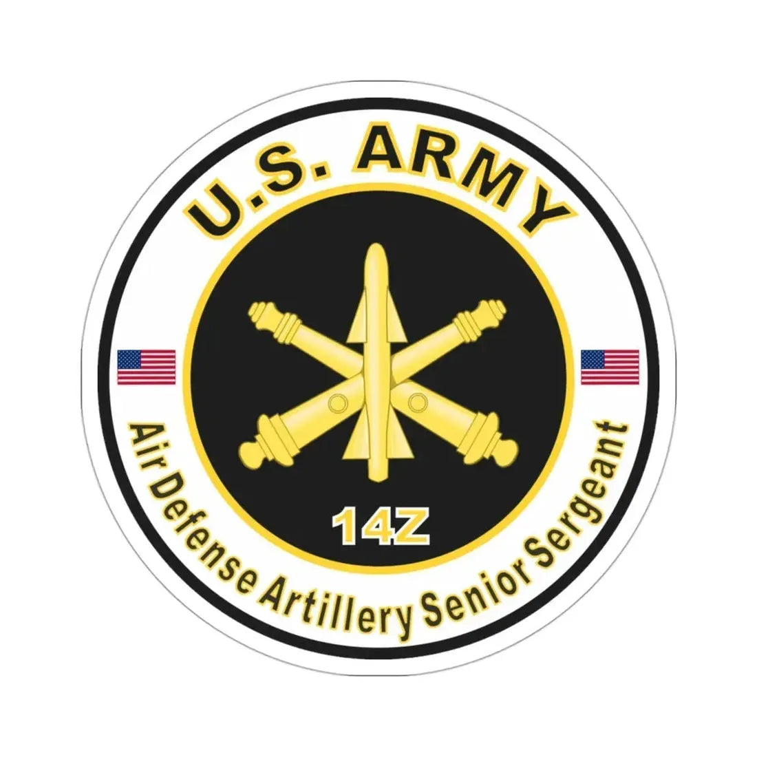 MOS 14Z Air Defense Artillery Senior Sergeant (U.S. Army) STICKER Vinyl Die-Cut Decal 3 Inch - The Sticker Space