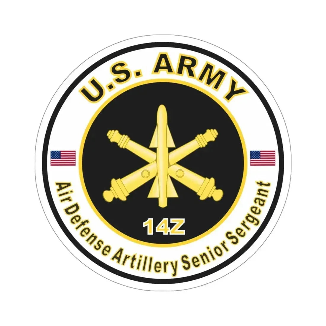 MOS 14Z Air Defense Artillery Senior Sergeant (U.S. Army) STICKER Vinyl Die-Cut Decal 4 Inch - The Sticker Space