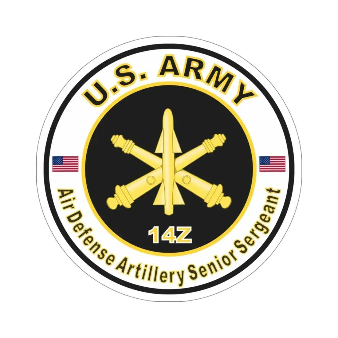 MOS 14Z Air Defense Artillery Senior Sergeant (U.S. Army) STICKER Vinyl Die-Cut Decal 4 Inch - The Sticker Space