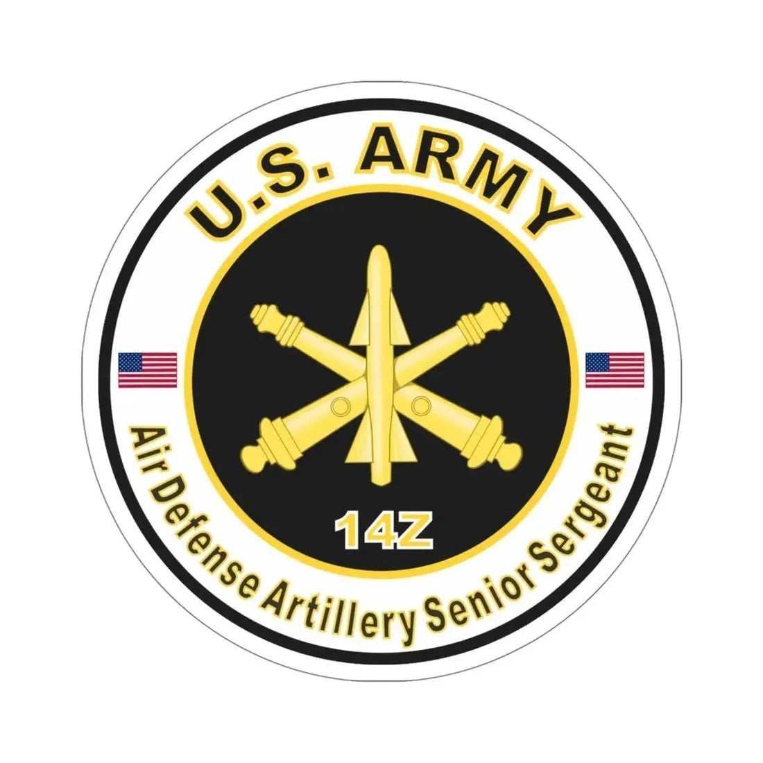 MOS 14Z Air Defense Artillery Senior Sergeant (U.S. Army) STICKER Vinyl Die-Cut Decal 5 Inch - The Sticker Space