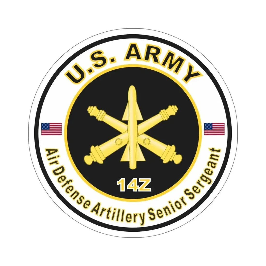 MOS 14Z Air Defense Artillery Senior Sergeant (U.S. Army) STICKER Vinyl Die-Cut Decal 6 Inch - The Sticker Space
