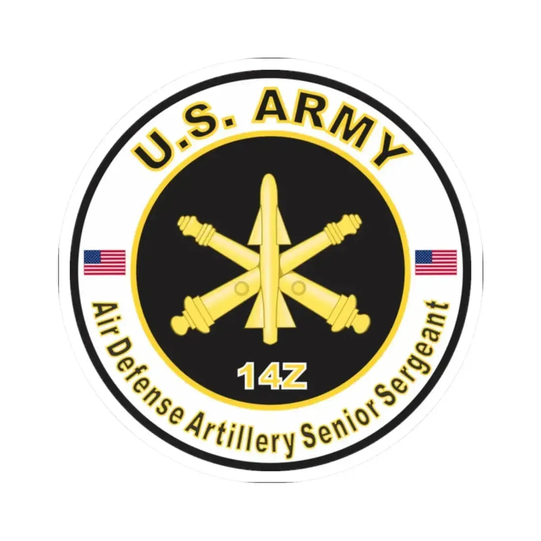 MOS 14Z Air Defense Artillery Senior Sergeant (U.S. Army) STICKER Vinyl Kiss-Cut Decal 2 Inch White - The Sticker Space
