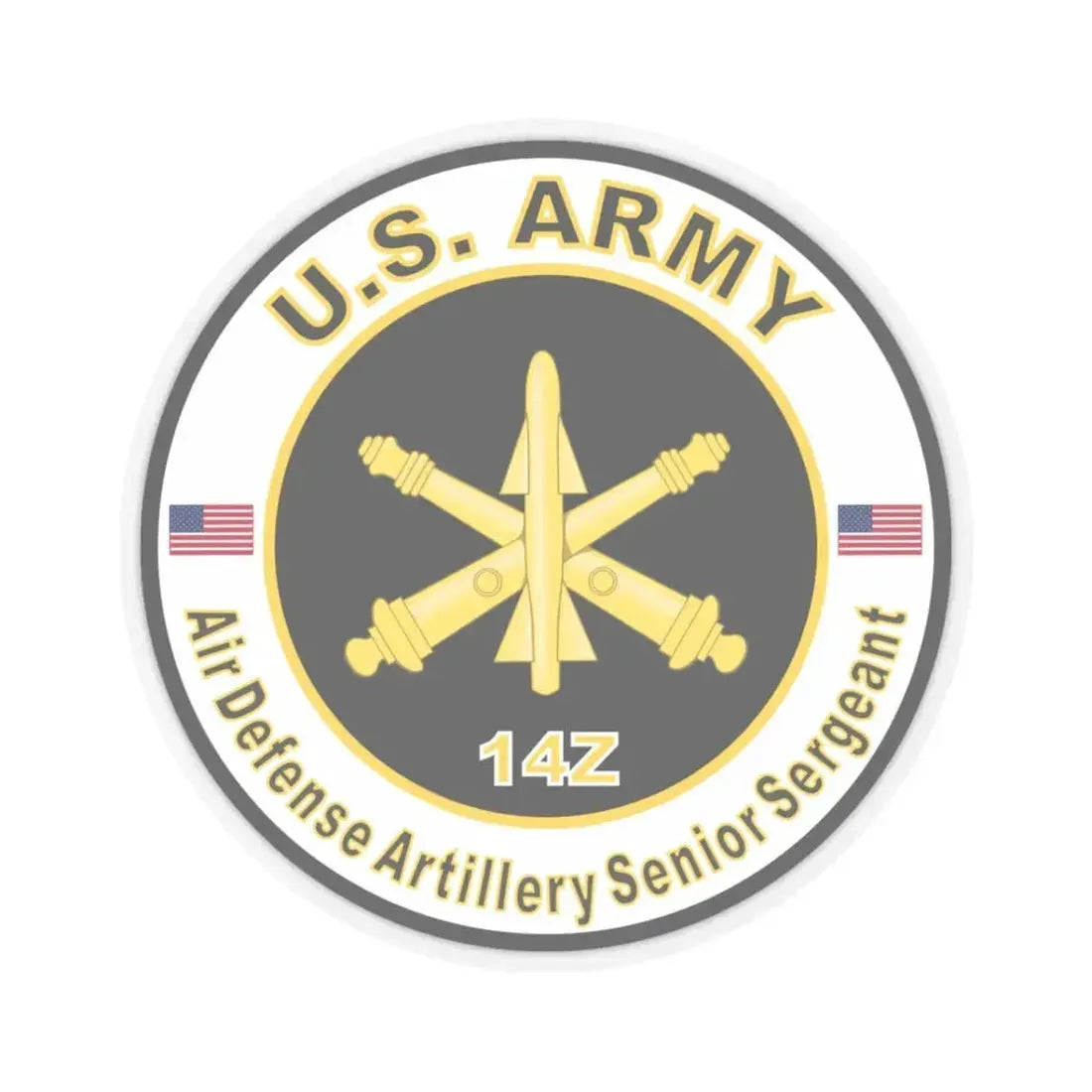 MOS 14Z Air Defense Artillery Senior Sergeant (U.S. Army) STICKER Vinyl Kiss-Cut Decal 3 Inch Transparent - The Sticker Space