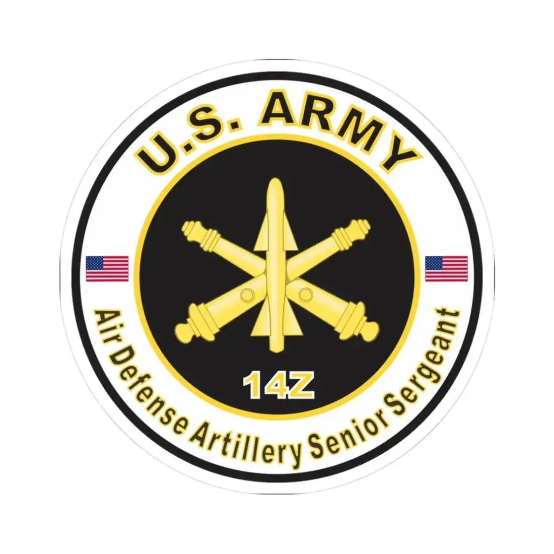 MOS 14Z Air Defense Artillery Senior Sergeant (U.S. Army) STICKER Vinyl Kiss-Cut Decal 3 Inch White - The Sticker Space