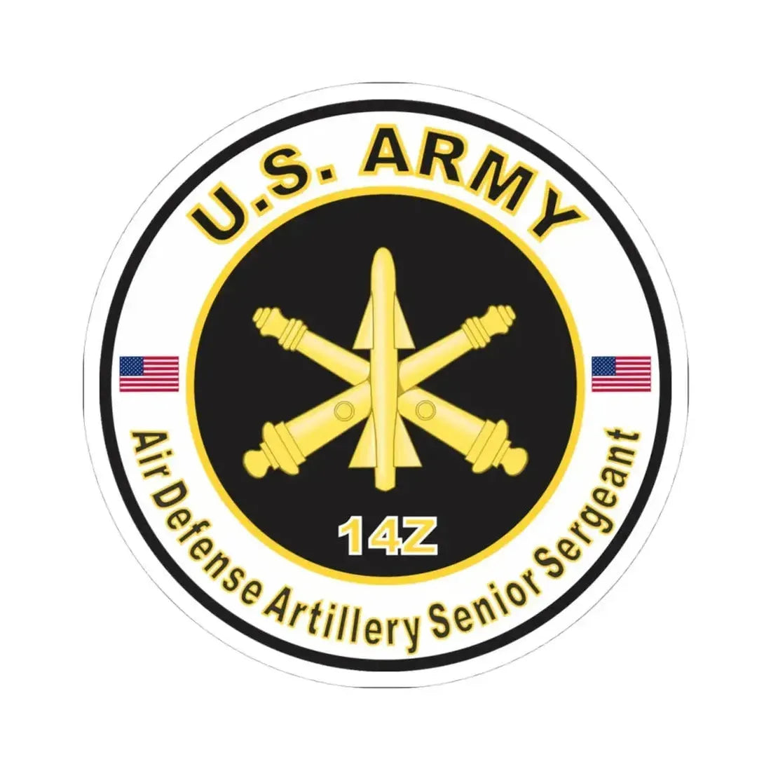 MOS 14Z Air Defense Artillery Senior Sergeant (U.S. Army) STICKER Vinyl Kiss-Cut Decal 4 Inch White - The Sticker Space