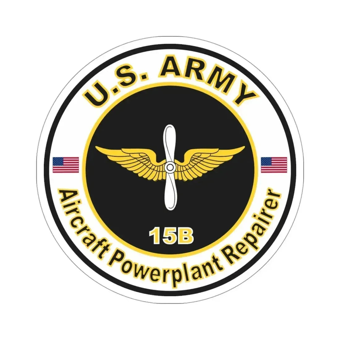 MOS 15B Aircraft Powerplant Repairer (U.S. Army) STICKER Vinyl Die-Cut Decal 4 Inch - The Sticker Space
