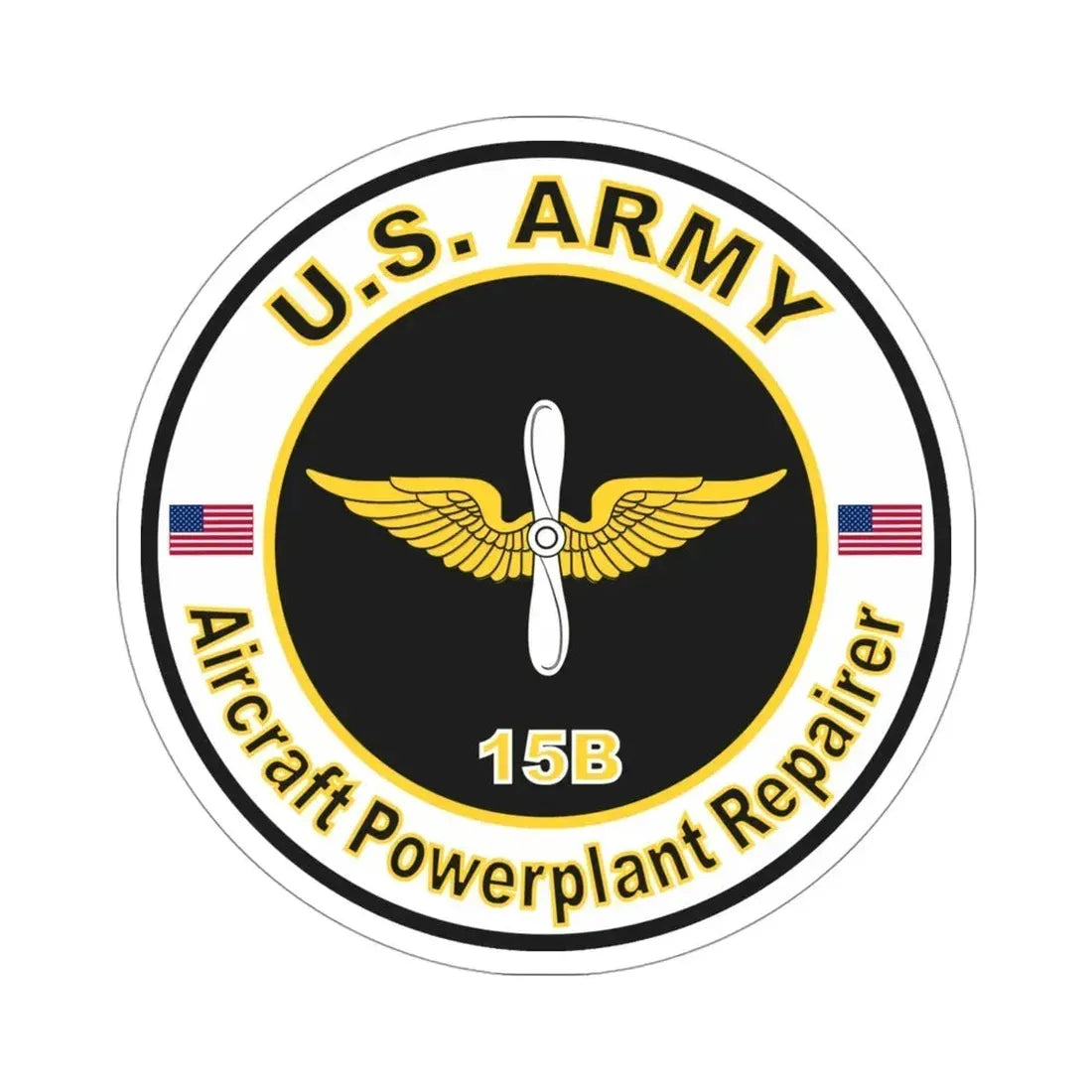 MOS 15B Aircraft Powerplant Repairer (U.S. Army) STICKER Vinyl Die-Cut Decal 4 Inch - The Sticker Space
