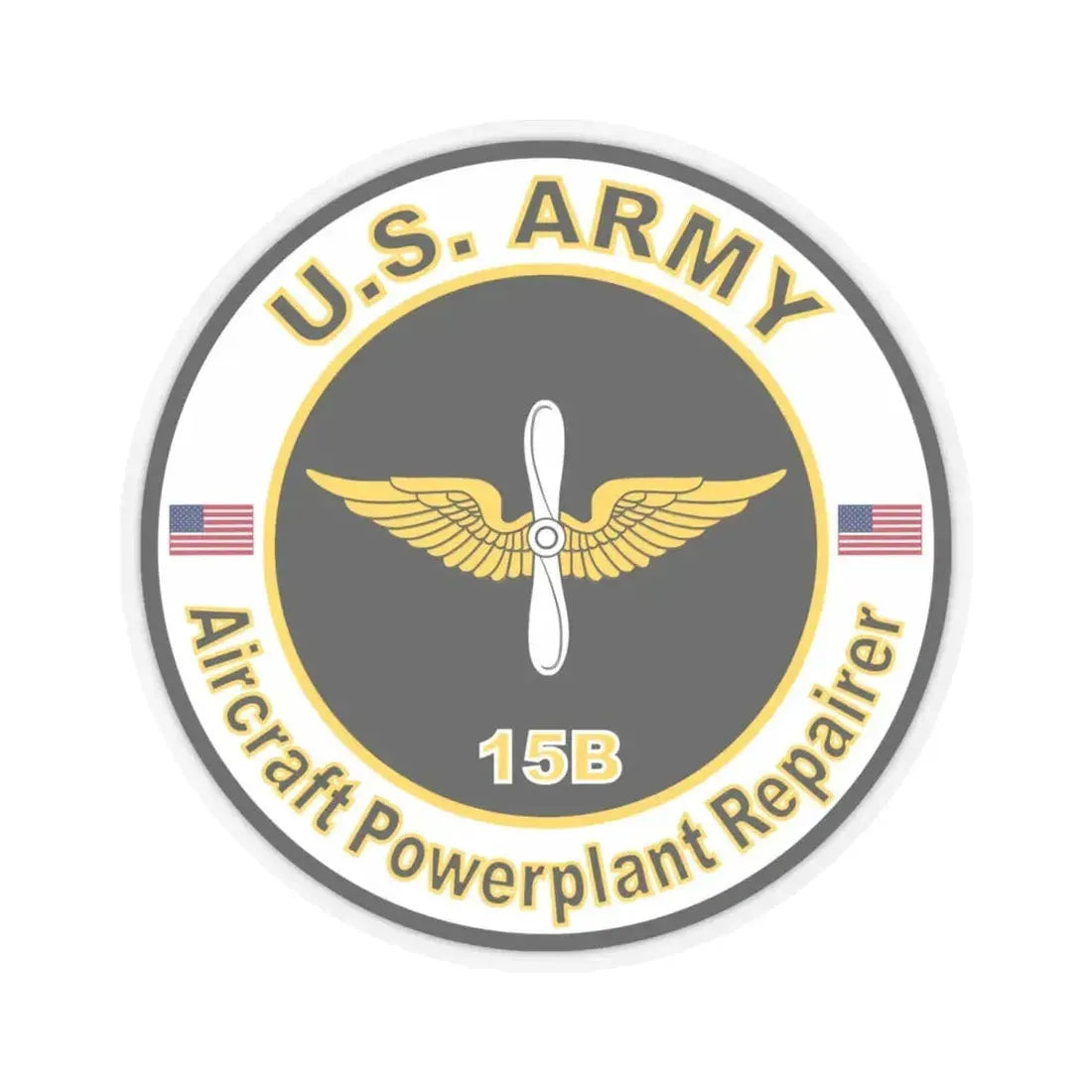 MOS 15B Aircraft Powerplant Repairer (U.S. Army) STICKER Vinyl Kiss-Cut Decal 6 Inch Transparent - The Sticker Space