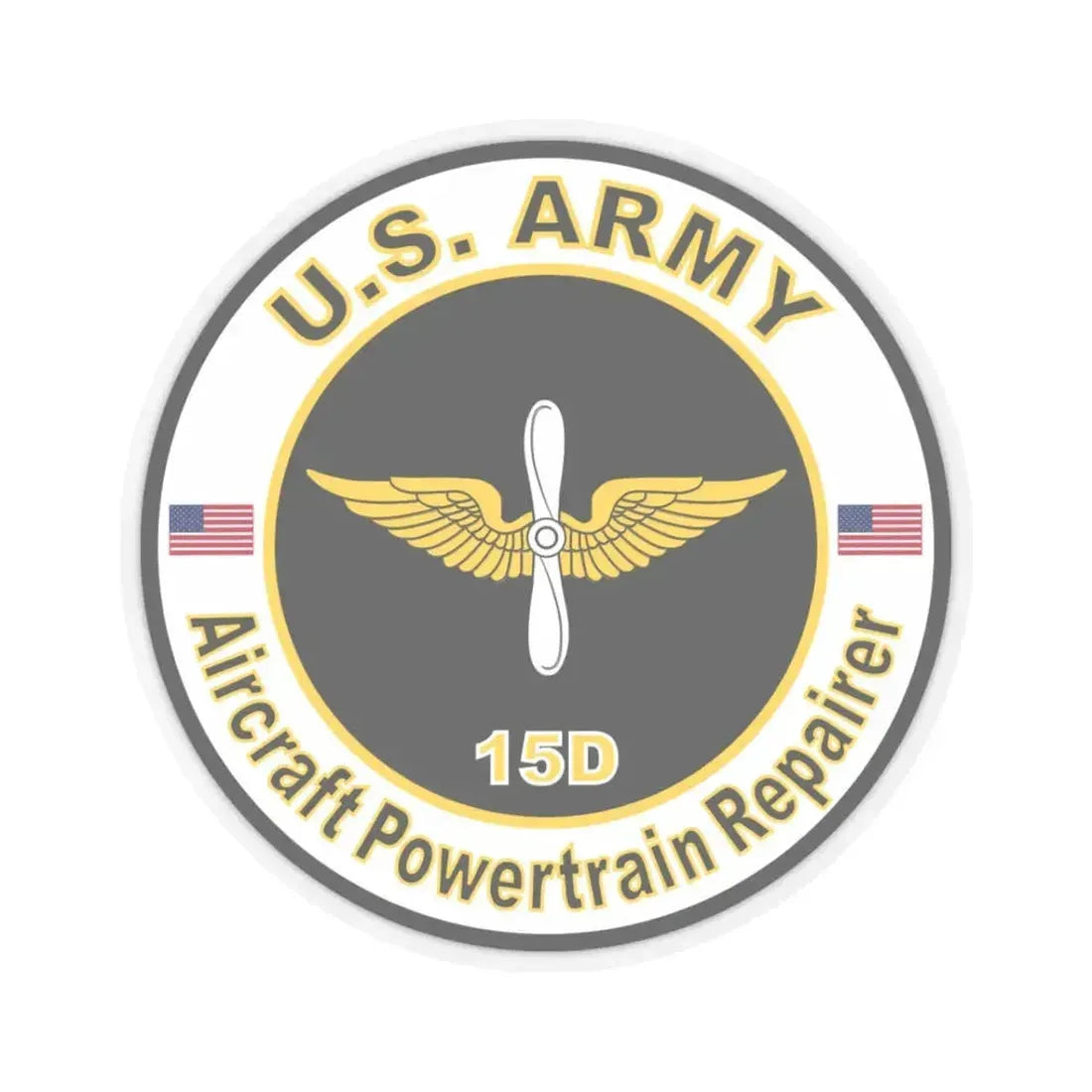 MOS 15D Aircraft Powerplant Specialist (U.S. Army) STICKER Vinyl Kiss-Cut Decal 3 Inch Transparent - The Sticker Space