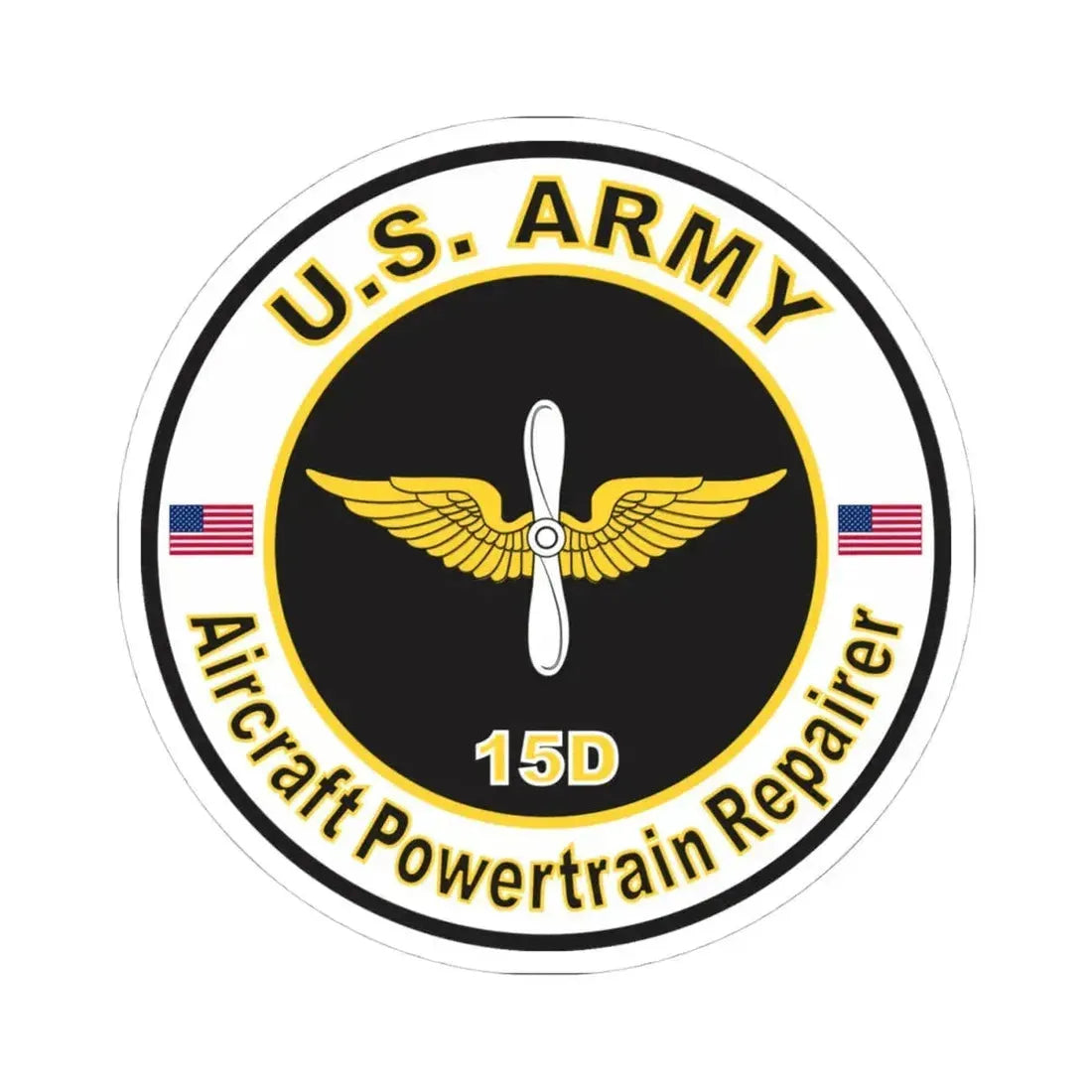 MOS 15D Aircraft Powerplant Specialist (U.S. Army) STICKER Vinyl Kiss-Cut Decal 4 Inch White - The Sticker Space