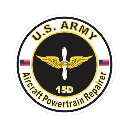 MOS 15D Aircraft Powerplant Specialist (U.S. Army) STICKER Vinyl Kiss-Cut Decal 4 Inch White - The Sticker Space