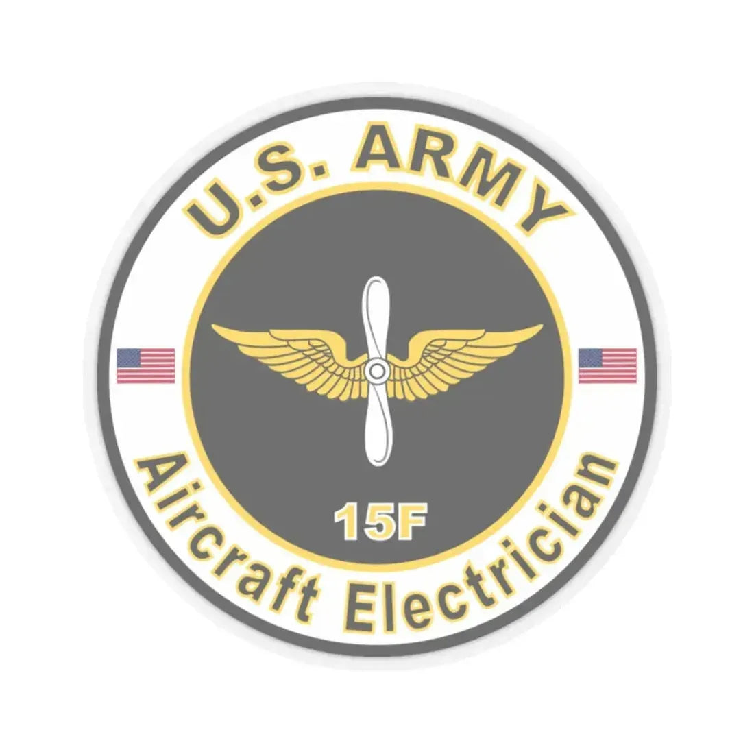 MOS 15F Aircraft Electrician (U.S. Army) STICKER Vinyl Kiss-Cut Decal 2 Inch Transparent - The Sticker Space