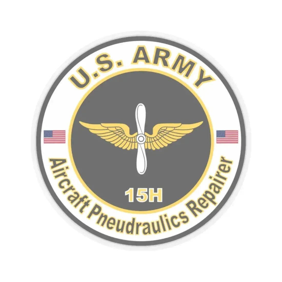 MOS 15H Aircraft Pneudraulics Repairer (U.S. Army) STICKER Vinyl Kiss-Cut Decal 2 Inch Transparent - The Sticker Space