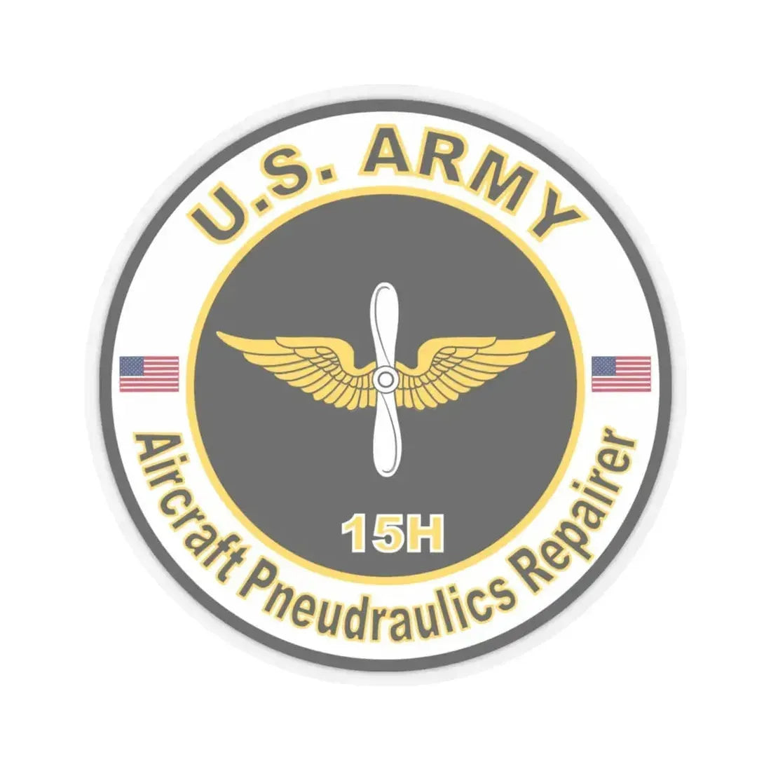 MOS 15H Aircraft Pneudraulics Repairer (U.S. Army) STICKER Vinyl Kiss-Cut Decal 6 Inch Transparent - The Sticker Space