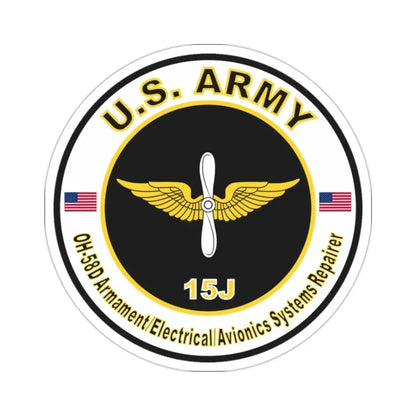 MOS 15J OH-58D Armament Electrician Avionics System Repairer (U.S. Army) STICKER Vinyl Die-Cut Decal 2 Inch - The Sticker Space