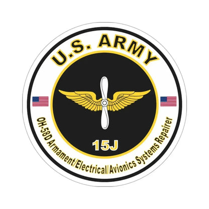 MOS 15J OH-58D Armament Electrician Avionics System Repairer (U.S. Army) STICKER Vinyl Die-Cut Decal 3 Inch - The Sticker Space