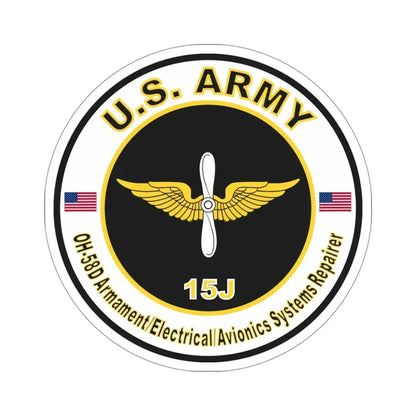 MOS 15J OH-58D Armament Electrician Avionics System Repairer (U.S. Army) STICKER Vinyl Die-Cut Decal 4 Inch - The Sticker Space