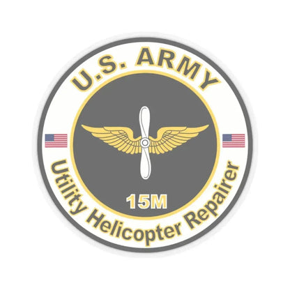 MOS 15M Utility Helicopter Repairer (U.S. Army) STICKER Vinyl Kiss-Cut Decal 2 Inch Transparent - The Sticker Space