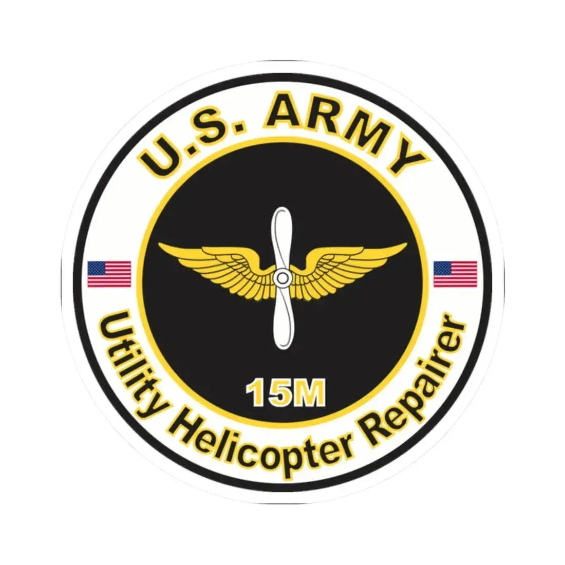 MOS 15M Utility Helicopter Repairer (U.S. Army) STICKER Vinyl Kiss-Cut Decal 2 Inch White - The Sticker Space