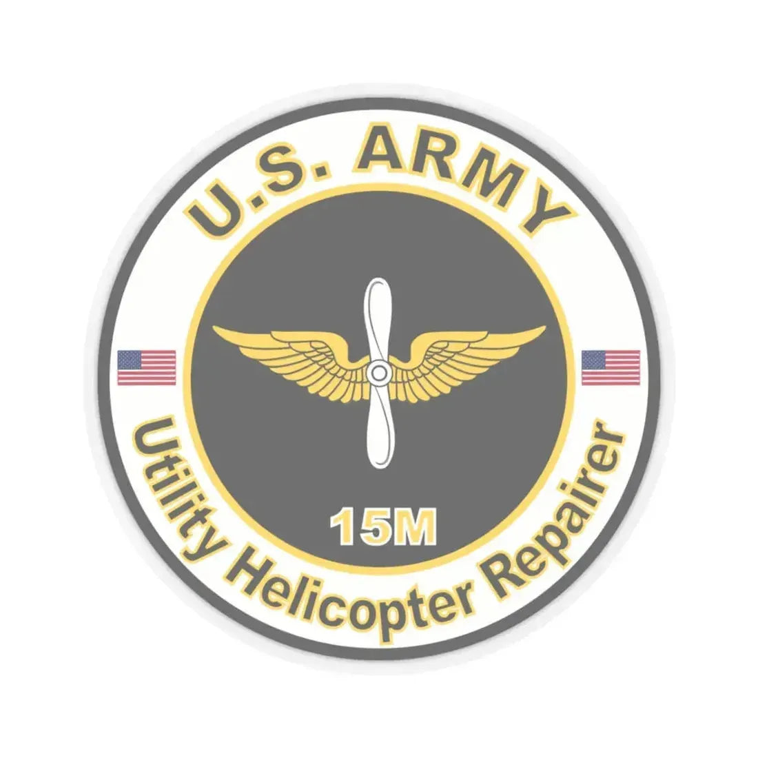 MOS 15M Utility Helicopter Repairer (U.S. Army) STICKER Vinyl Kiss-Cut Decal 3 Inch Transparent - The Sticker Space