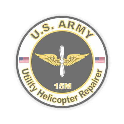 MOS 15M Utility Helicopter Repairer (U.S. Army) STICKER Vinyl Kiss-Cut Decal 3 Inch Transparent - The Sticker Space