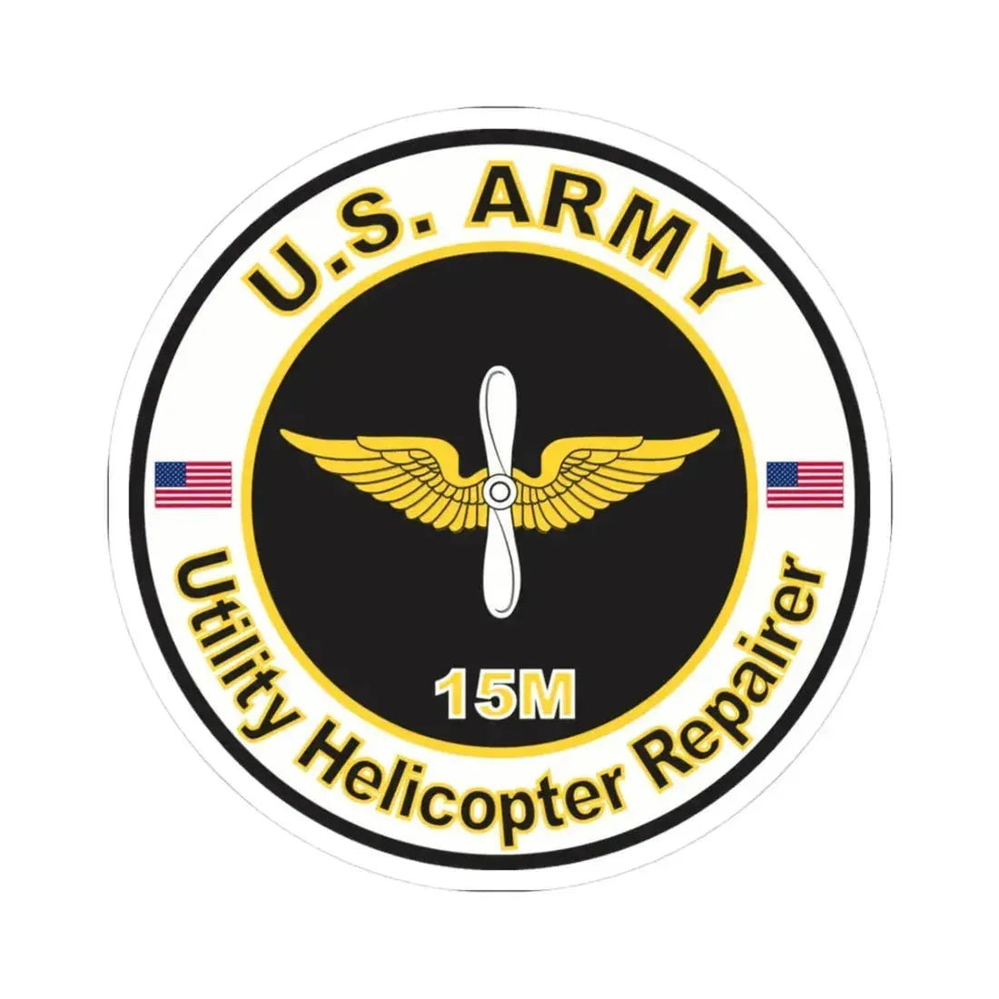 MOS 15M Utility Helicopter Repairer (U.S. Army) STICKER Vinyl Kiss-Cut Decal 3 Inch White - The Sticker Space