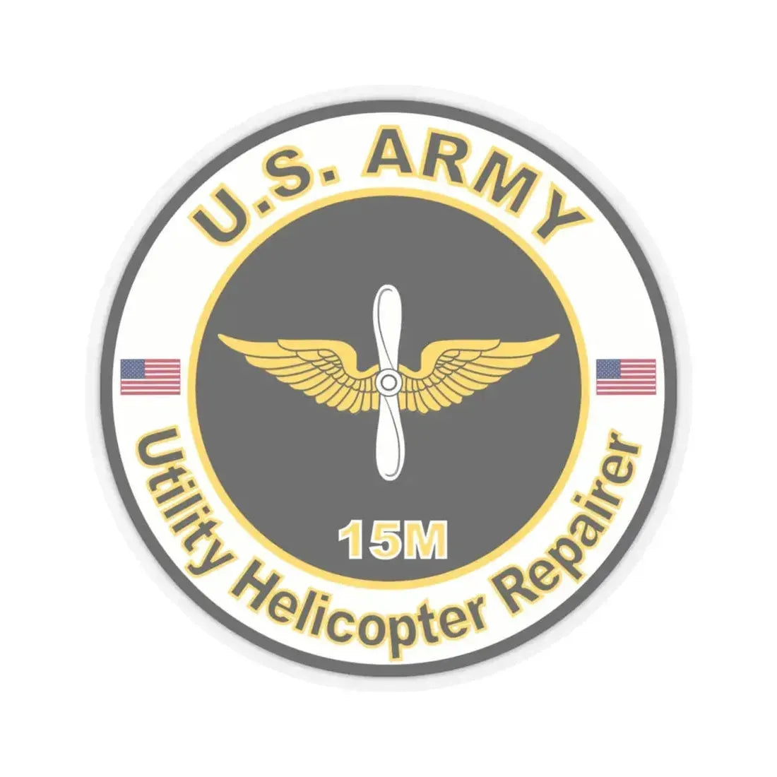 MOS 15M Utility Helicopter Repairer (U.S. Army) STICKER Vinyl Kiss-Cut Decal 4 Inch Transparent - The Sticker Space