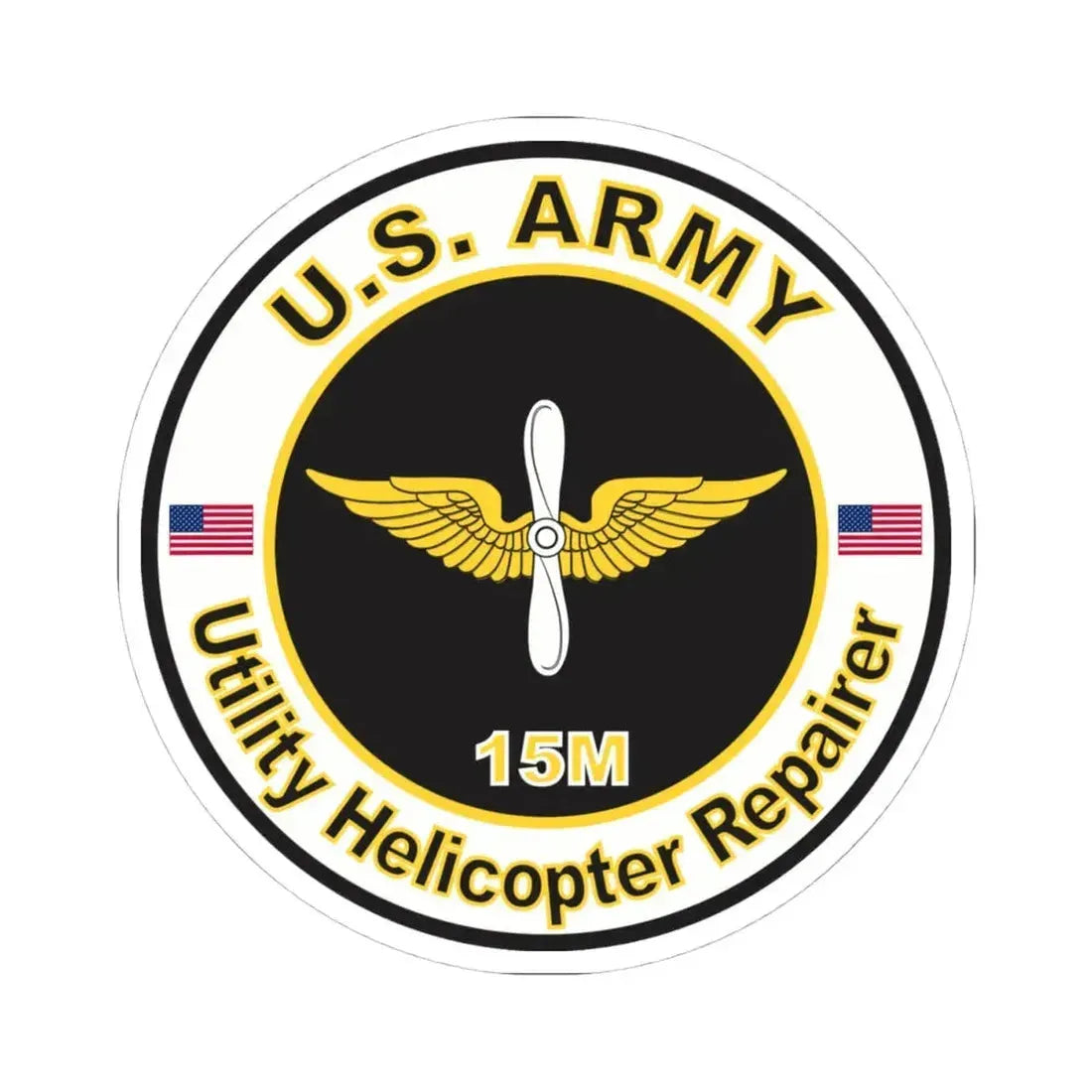 MOS 15M Utility Helicopter Repairer (U.S. Army) STICKER Vinyl Kiss-Cut Decal 4 Inch White - The Sticker Space